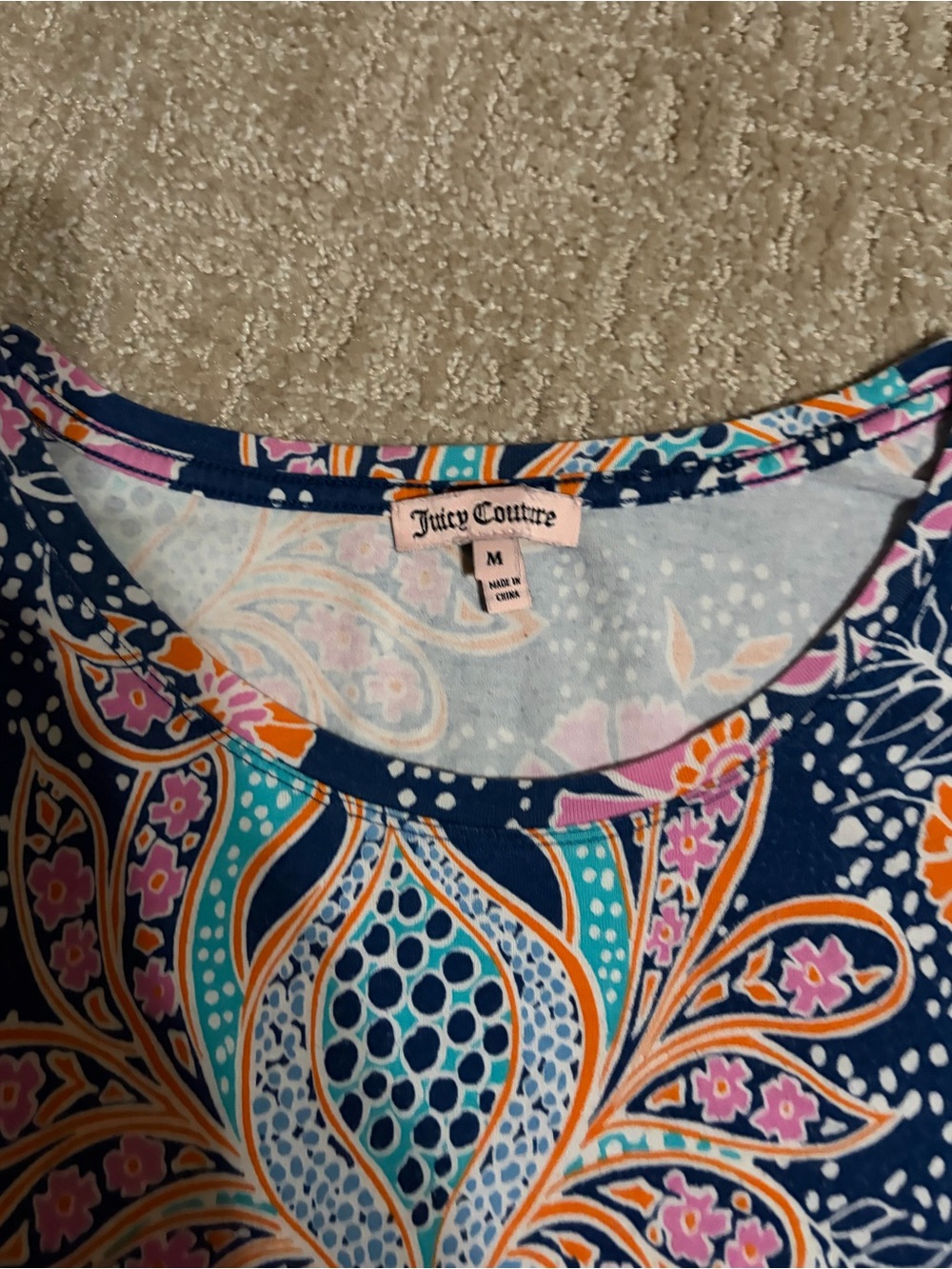 Juicy Couture Navy Floral Paisley Scoop Neck Tunic